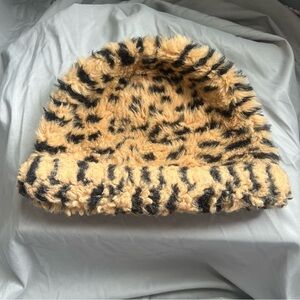 Leopard Print Fuzzy Beanie